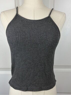 Brandy Melville Women's gray Ribbed Tank Top - Sleek Knit Spaghetti Strap
